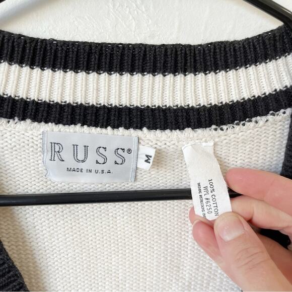 Vintage Russ 1990s V-Neck Sweater Sz M - Picture 3 of 5